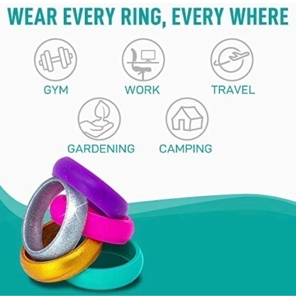 EVERY ring jewelry 5 pack silicone ring variety set sz small NWT - Picture 6 of 16